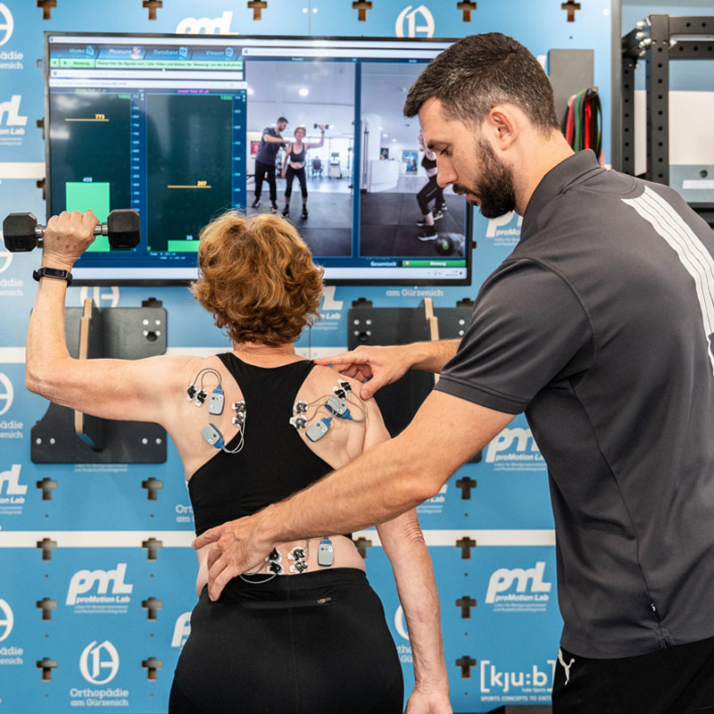 proMotionLab_EMG-Biofeedback EMG, Biofeedback, Bewegungssteuerung, proMotion Lab am OAG Campus Köln